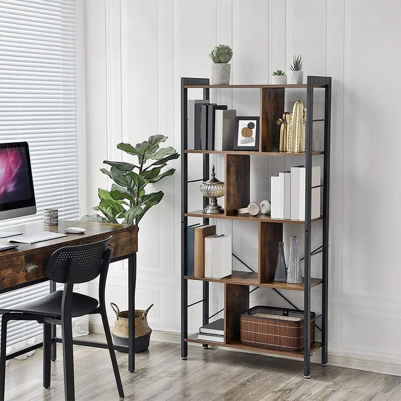 Casa si Gradina - Mobilier - Biblioteci si rafturi - Rafturi - Raft depozitare/biblioteca cu 4 niveluri, Design industrial, 74 x 30 x 154 cm - Infinity.ro