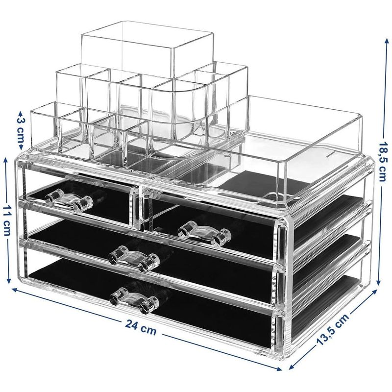 Ingrijire personala si Cosmetice - Machiaj - Portfarduri si genti cosmetice - Organizator cosmetica cu 2 niveluri si 4 sertare mari, Acril - Infinity.ro