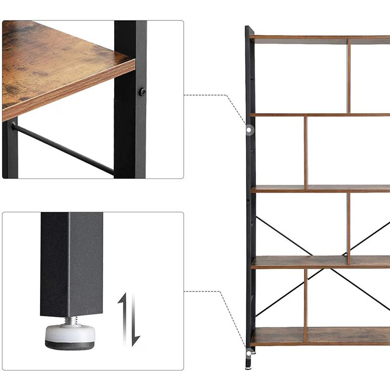 Casa si Gradina - Mobilier - Biblioteci si rafturi - Rafturi - Raft depozitare/biblioteca cu 4 niveluri, Design industrial, 74 x 30 x 154 cm - Infinity.ro