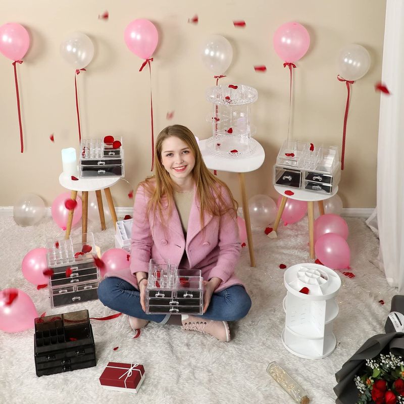 Ingrijire personala si Cosmetice - Machiaj - Portfarduri si genti cosmetice - Organizator cosmetica cu 2 niveluri si 4 sertare mari, Acril - Infinity.ro