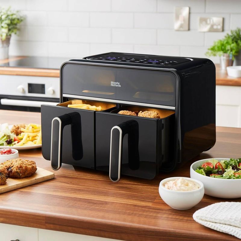 Electronice si Electrocasnice - Electrocasnice bucatarie - Aparate de gatit & desert - Friteuze - Friteuza cu aer cald dublu, MORPHY RICHARDS, 7.2L, 2 sertare, 1500W, Interfata Touch, 14 retete presetate - Infinity.ro