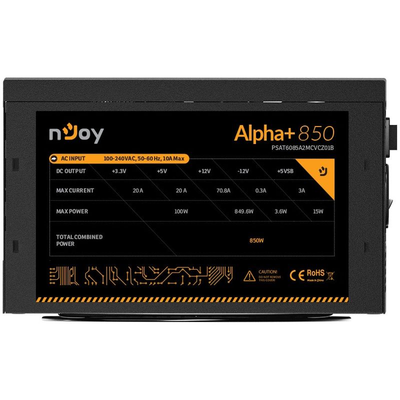 PC, gaming si accesorii - Componente PC - Componente - Surse de alimentare PC - Sursa nJoy Alpha+ 850, 850W, 80+ Gold, Full Modulara, PFC Activ - Infinity.ro