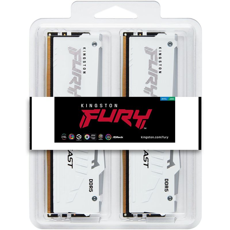 PC, gaming si accesorii - Componente PC - Componente - Memorii RAM - Memorie Kingston, 32GB(2x16) DDR5 6000MT/s CL30 Fury Beast White RGB Expo - Infinity.ro