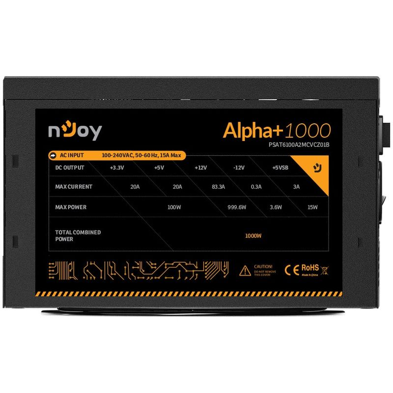 PC, gaming si accesorii - Componente PC - Componente - Surse de alimentare PC - Sursa nJoy Alpha+ 1000, 1000W, 80+ Gold, Full Modulara, PFC Activ - Infinity.ro
