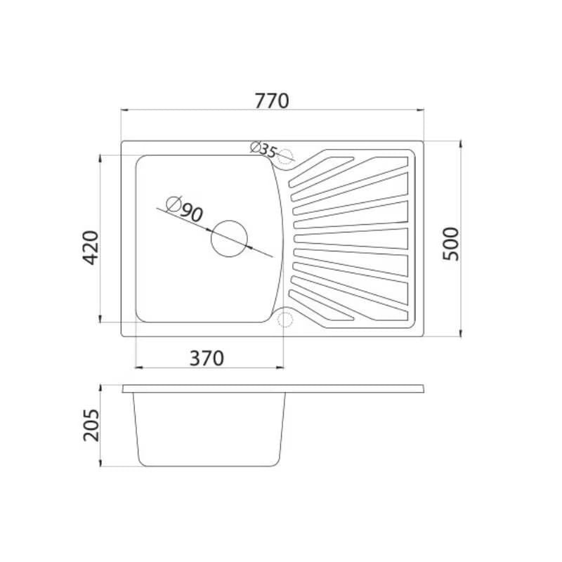 Casa si Gradina - Sanitare - Chiuveta bucatarie si accesorii - Chiuvete bucatarie - Chiuveta Bucatarie Metalac X Quadro Plus Granit 770 x 500MM Sifon 90MM Grafit - Infinity.ro