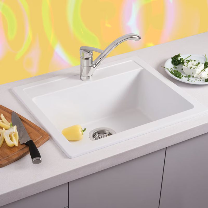 Casa si Gradina - Sanitare - Chiuveta bucatarie si accesorii - Chiuvete bucatarie - Chiuveta Granit Quadro 60 600X500 Neagra Metalac - Infinity.ro