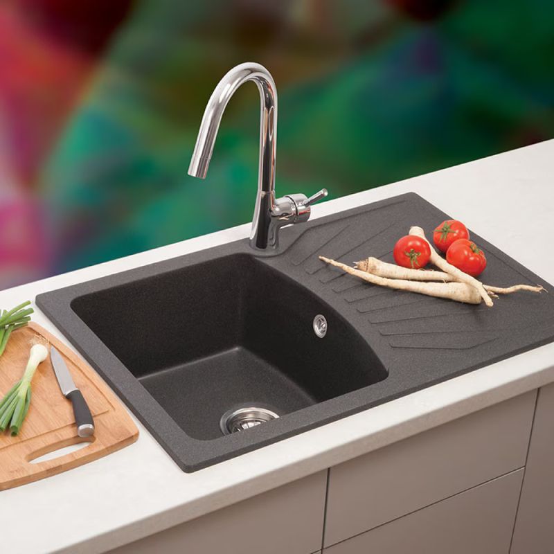 Casa si Gradina - Sanitare - Chiuveta bucatarie si accesorii - Chiuvete bucatarie - Chiuveta Granit Quadro Plus 770X500 Neagra Metalac - Infinity.ro