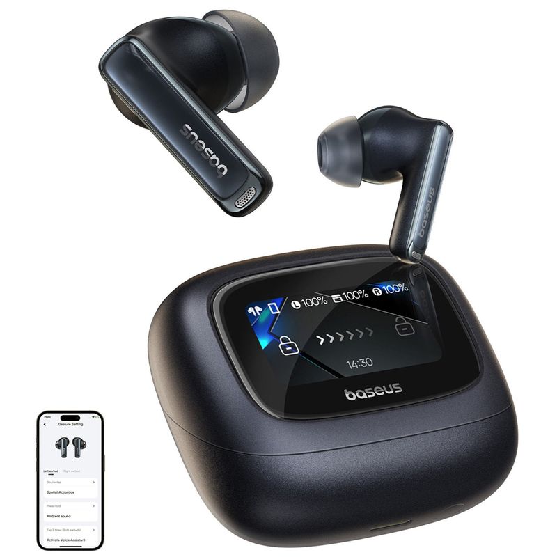 TV, Audio-Video si Foto - Portabile audio - Casti audio - Casti Wireless Baseus M2s Ultra ANC, Bluetooth, 10m, Negru - Infinity.ro