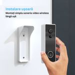 Casa si Gradina - Electrice - Accesorii electrice - Sonerii electrice - Set sonerie video inteligenta Calex 2K HD, Wi-Fi, sunet bidirectional, senzor miscare, Night Vision, Negru - Infinity.ro