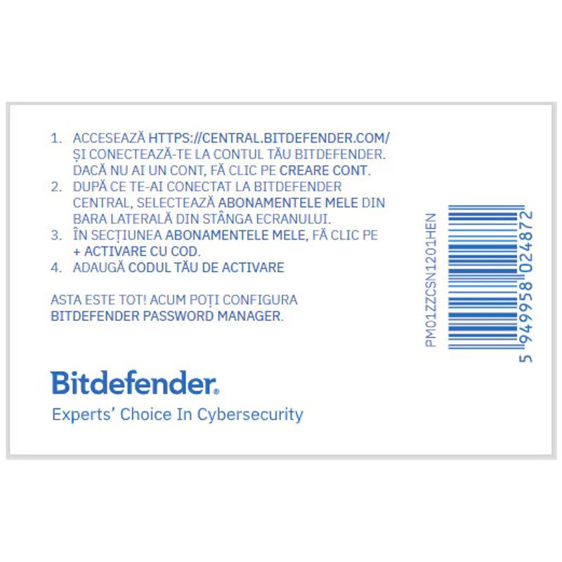 PC, gaming si accesorii - Software - Antivirus - Bitdefender Password Manager, 1 An, 1 Cont, scratch card - Infinity.ro
