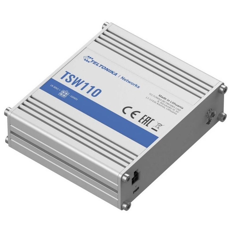 PC, gaming si accesorii - Retelistica - Switch-uri - Switch-uri cu management - Switch Teltonika TSW110, 5 porturi RJ45, Gigabit Ethernet, PoE, industrial - Infinity.ro