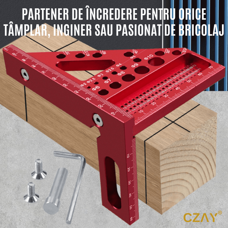 Casa si Gradina - Constructii - Scule de mana si unelte - Unelte de masurat - Vinclu 45º/90º CZAY®, Echer 3D, Unghiuri intre 22,5º si 90º, Precizie Ridicata, Rezistent la Rugina, 112*85*79 mm - Infinity.ro