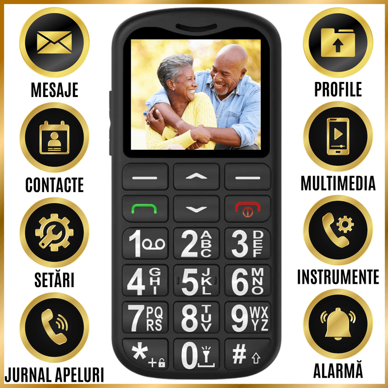 Laptop, Telefoane si Tablete - Telefoane mobile si accesorii - Telefoane Mobile - Telefon Mobil pentru Seniori CZAY®, Meniu Romana si Maghiara, Butoane Mari, Autonomie 7 Zile, Volum Mare, Buton SOS, 2G - Infinity.ro
