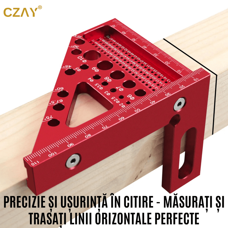 Casa si Gradina - Constructii - Scule de mana si unelte - Unelte de masurat - Vinclu 45º/90º CZAY®, Echer 3D, Unghiuri intre 22,5º si 90º, Precizie Ridicata, Rezistent la Rugina, 112*85*79 mm - Infinity.ro