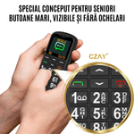 Laptop, Telefoane si Tablete - Telefoane mobile si accesorii - Telefoane Mobile - Telefon Mobil pentru Seniori CZAY®, Meniu Romana si Maghiara, Butoane Mari, Autonomie 7 Zile, Volum Mare, Buton SOS, 2G - Infinity.ro