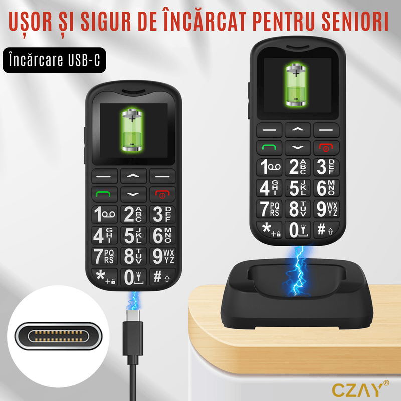 Laptop, Telefoane si Tablete - Telefoane mobile si accesorii - Telefoane Mobile - Telefon Mobil Seniori CZAY®,Taste Mari,Buton SOS pentru Siguranta,Limba Romana si Maghiara,Volum Puternic,Ecran Mare,4G - Infinity.ro
