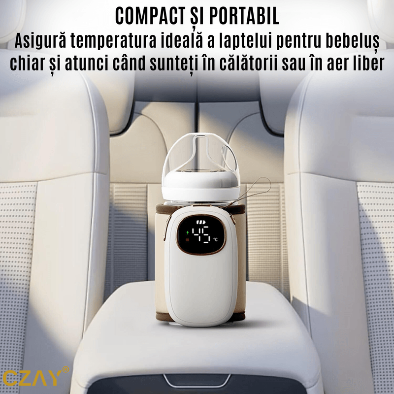 Jucarii, Copii si Bebe - Hrana si alaptare - Biberoane, suzete si accesorii hranire - Incalzitoare si termosuri bebe - Incalzitor Biberoane Portabil CZAY®, Incalzire Rapida, 8000 mAh, Mentine Caldura 24 ore, Lumina Veghe, Ajustabil - Infinity.ro