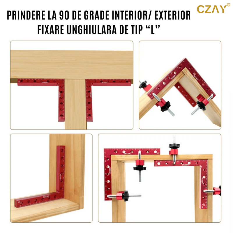 Casa si Gradina - Constructii - Scule electrice si accesorii - Menghine si cleme fixare - Clema de colt la unghi drept CZAY®, Prindere 90 Grade, 4 Coltare, 8 cleme, 8 Inbus, 140 mm, Prindere Puternica - Infinity.ro