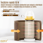 Jucarii, Copii si Bebe - Hrana si alaptare - Biberoane, suzete si accesorii hranire - Incalzitoare si termosuri bebe - Incalzitor Biberoane Portabil CZAY®, Incalzire Rapida, 8000 mAh, Mentine Caldura 24 ore, Lumina Veghe, Ajustabil - Infinity.ro