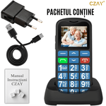 Laptop, Telefoane si Tablete - Telefoane mobile si accesorii - Telefoane Mobile - Telefon Mobil pentru Seniori CZAY®, Meniu Romana si Maghiara, Butoane Mari, Autonomie 7 Zile, Volum Mare, Buton SOS, 2G - Infinity.ro