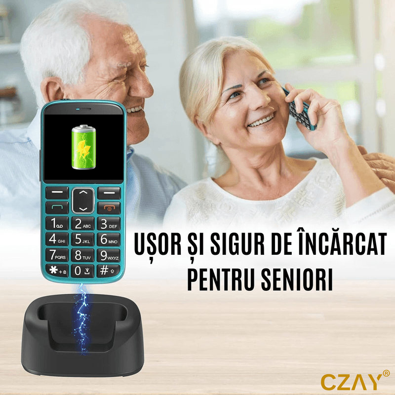 Laptop, Telefoane si Tablete - Telefoane mobile si accesorii - Telefoane Mobile - Telefon Mobil Seniori CZAY® cu Taste Mari, Meniu Romana si Maghiara,Ecran Mare,Camera Foto,Volum Puternic,Turcoaz,2G - Infinity.ro
