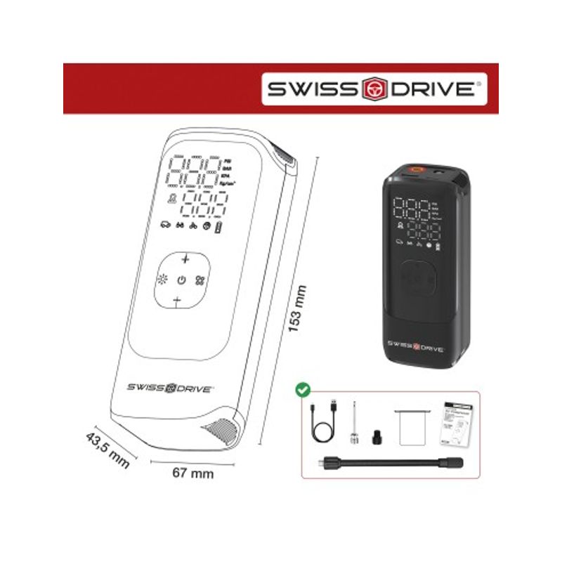 Auto si Moto - Piese auto si accesorii - Caroserie - Ornamente exterior auto - Compresor de aer portabil 150 PSI, pompa rapida anvelope cu afisaj LCD, lanterna LED si baterie reincarcabila USB - Infinity.ro