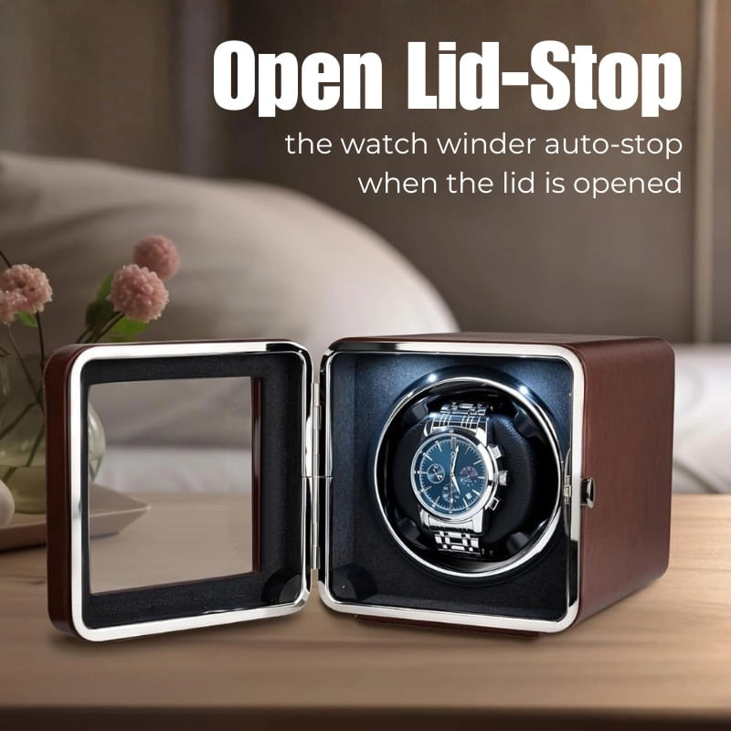 Fashion, accesorii si bijuterii - Barbati - Bijuterii barbati - Ceasuri barbati - Cutie intors ceas automatic iUni, Watch Winder, Piele ecologica, Maro - Infinity.ro