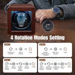 Fashion, accesorii si bijuterii - Barbati - Bijuterii barbati - Ceasuri barbati - Cutie intors ceas automatic iUni, Watch Winder, Piele ecologica, Maro - Infinity.ro