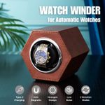 Fashion, accesorii si bijuterii - Barbati - Bijuterii barbati - Ceasuri barbati - Cutie intors ceas automat iUni, Watch Winder, Piele ecologica, Maro - Infinity.ro