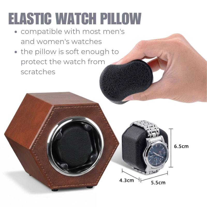 Fashion, accesorii si bijuterii - Barbati - Bijuterii barbati - Ceasuri barbati - Cutie intors ceas automat iUni, Watch Winder, Piele ecologica, Maro - Infinity.ro