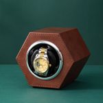 Fashion, accesorii si bijuterii - Barbati - Bijuterii barbati - Ceasuri barbati - Cutie intors ceas automat iUni, Watch Winder, Piele ecologica, Maro - Infinity.ro