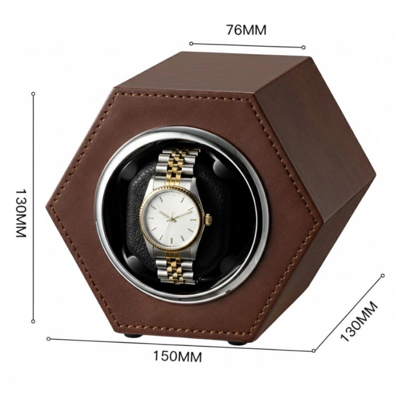 Fashion, accesorii si bijuterii - Barbati - Bijuterii barbati - Ceasuri barbati - Cutie intors ceas automat iUni, Watch Winder, Piele ecologica, Maro - Infinity.ro