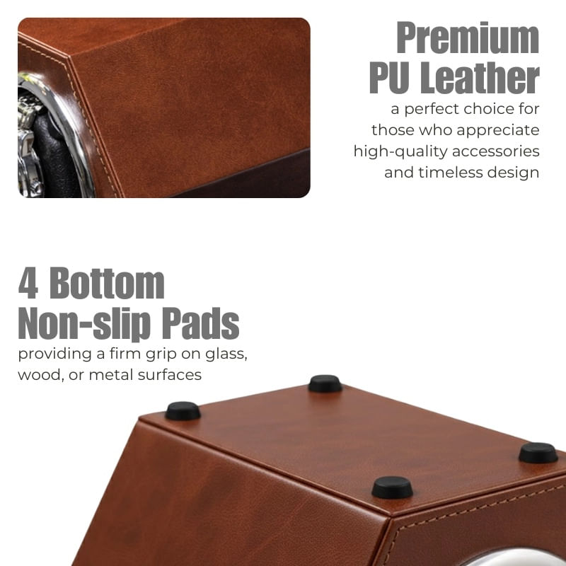 Fashion, accesorii si bijuterii - Barbati - Bijuterii barbati - Ceasuri barbati - Cutie intors ceas automat iUni, Watch Winder, Piele ecologica, Maro - Infinity.ro