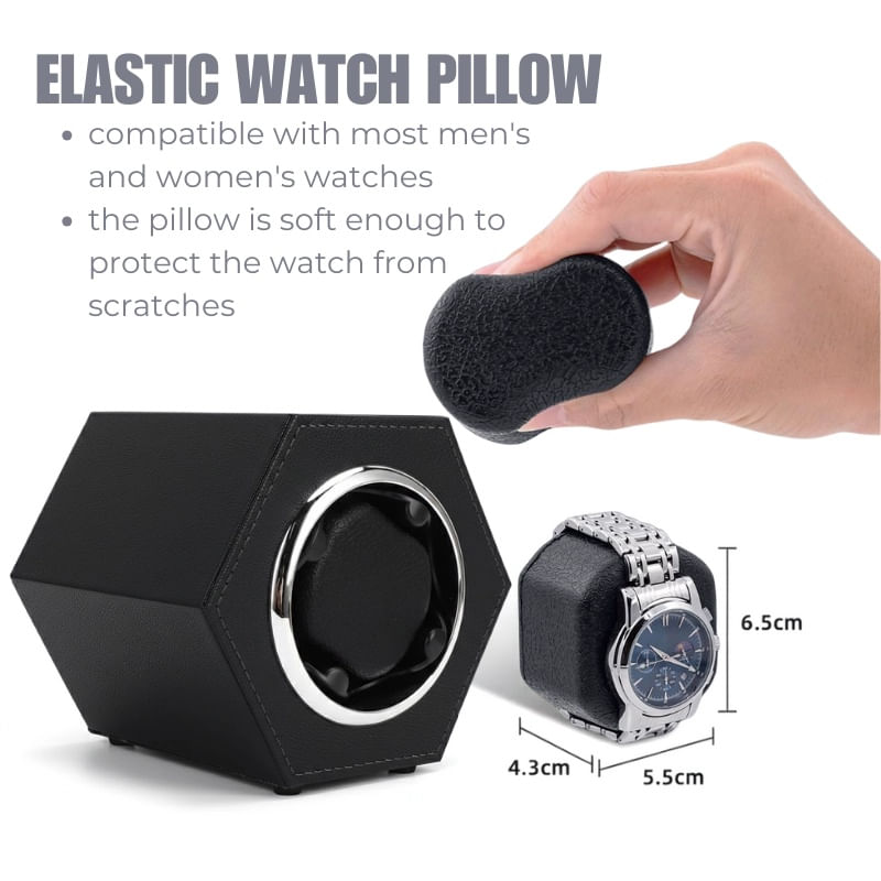 Fashion, accesorii si bijuterii - Barbati - Bijuterii barbati - Ceasuri barbati - Cutie intors ceas automat iUni, Watch Winder, Piele ecologica, Negru - Infinity.ro