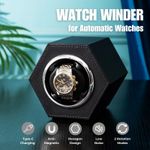 Fashion, accesorii si bijuterii - Barbati - Bijuterii barbati - Ceasuri barbati - Cutie intors ceas automat iUni, Watch Winder, Piele ecologica, Negru - Infinity.ro