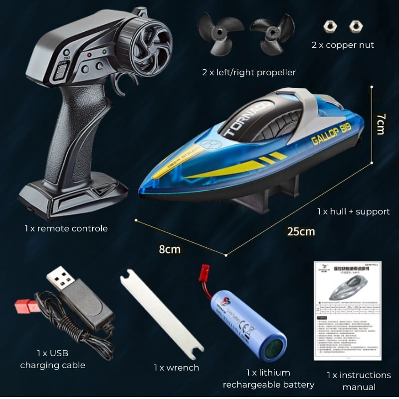 Jucarii, Copii si Bebe - Jucarii si jocuri - Vehicule si jucarii cu telecomanda - Barci cu telecomanda - Barca cu telecomanda iUni HJ819, RC High-Speed Boat, Viteza 15 km/h, 2.4GHz, Albastru - Infinity.ro