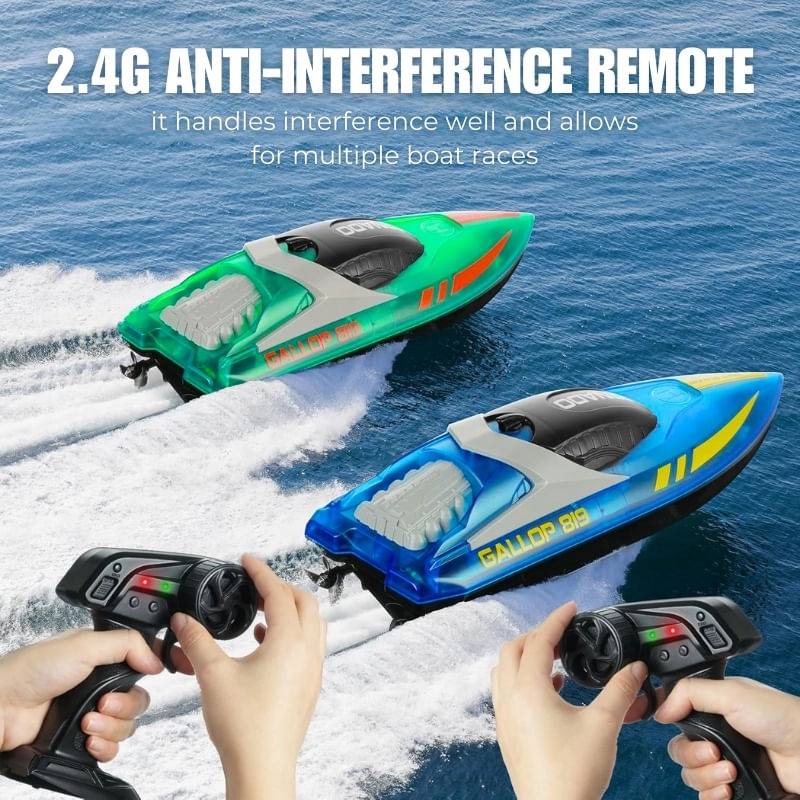 Jucarii, Copii si Bebe - Jucarii si jocuri - Vehicule si jucarii cu telecomanda - Barci cu telecomanda - Barca cu telecomanda iUni HJ819, RC High-Speed Boat, Viteza 15 km/h, 2.4GHz, Albastru - Infinity.ro