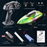 Jucarii, Copii si Bebe - Jucarii si jocuri - Vehicule si jucarii cu telecomanda - Barci cu telecomanda - Barca cu telecomanda iUni HJ819, RC High-Speed Boat, Viteza 15 km/h, 2.4GHz, Verde - Infinity.ro