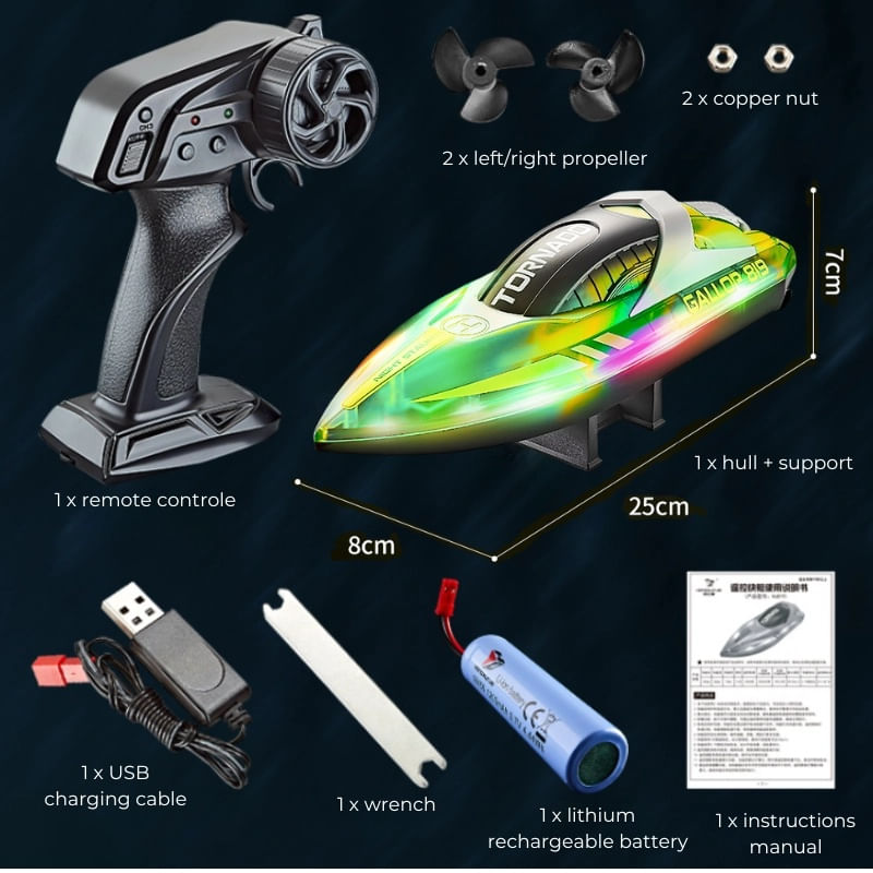Jucarii, Copii si Bebe - Jucarii si jocuri - Vehicule si jucarii cu telecomanda - Barci cu telecomanda - Barca cu telecomanda iUni HJ819, RC High-Speed Boat, Viteza 15 km/h, 2.4GHz, Verde - Infinity.ro