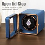 Fashion, accesorii si bijuterii - Barbati - Bijuterii barbati - Ceasuri barbati - Cutie intors ceas automatic iUni, Watch Winder, Piele ecologica, Albastru - Infinity.ro