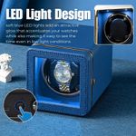 Fashion, accesorii si bijuterii - Barbati - Bijuterii barbati - Ceasuri barbati - Cutie intors ceas automatic iUni, Watch Winder, Piele ecologica, Albastru - Infinity.ro