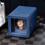 Fashion, accesorii si bijuterii - Barbati - Bijuterii barbati - Ceasuri barbati - Cutie intors ceas automatic iUni, Watch Winder, Piele ecologica, Albastru - Infinity.ro