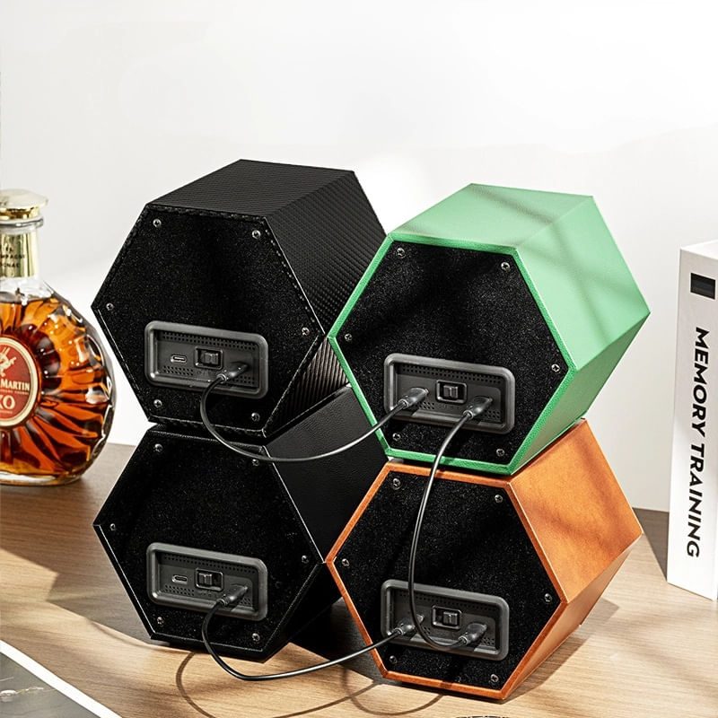 Fashion, accesorii si bijuterii - Barbati - Bijuterii barbati - Ceasuri barbati - Cutie intors ceas automat iUni, Watch Winder, Piele ecologica, Verde - Infinity.ro