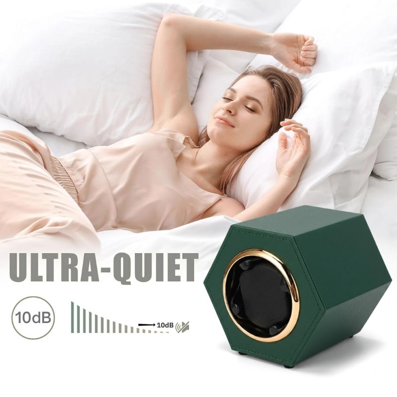 Fashion, accesorii si bijuterii - Barbati - Bijuterii barbati - Ceasuri barbati - Cutie intors ceas automat iUni, Watch Winder, Piele ecologica, Verde - Infinity.ro