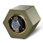 Fashion, accesorii si bijuterii - Barbati - Bijuterii barbati - Ceasuri barbati - Cutie intors ceas automat iUni, Watch Winder, Piele ecologica, Kaki - Infinity.ro