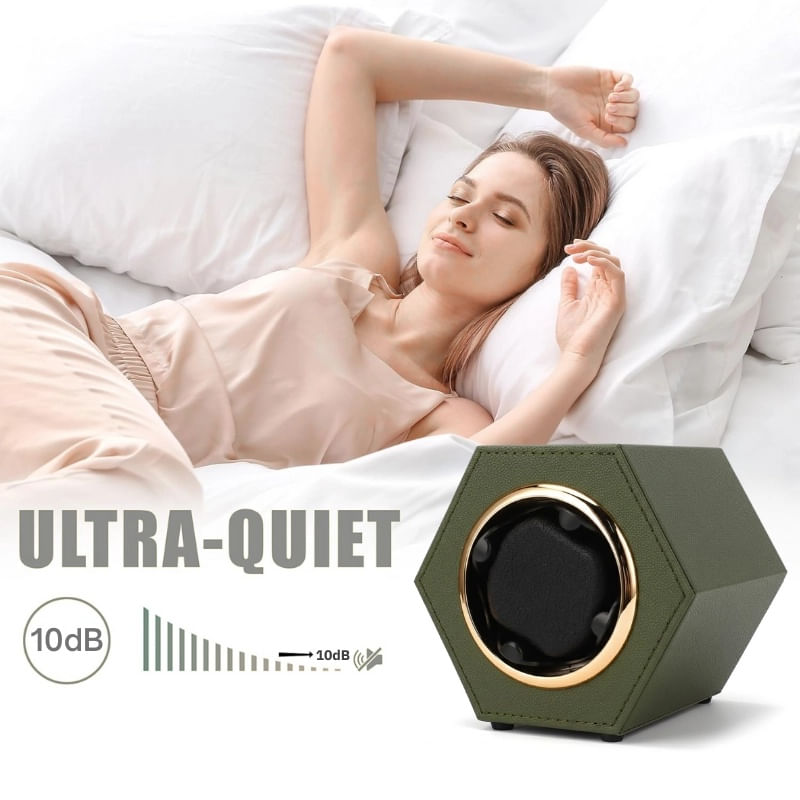 Fashion, accesorii si bijuterii - Barbati - Bijuterii barbati - Ceasuri barbati - Cutie intors ceas automat iUni, Watch Winder, Piele ecologica, Kaki - Infinity.ro