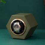 Fashion, accesorii si bijuterii - Barbati - Bijuterii barbati - Ceasuri barbati - Cutie intors ceas automat iUni, Watch Winder, Piele ecologica, Kaki - Infinity.ro