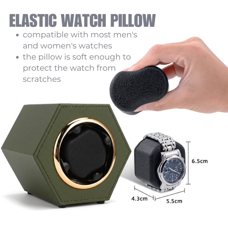 Fashion, accesorii si bijuterii - Barbati - Bijuterii barbati - Ceasuri barbati - Cutie intors ceas automat iUni, Watch Winder, Piele ecologica, Kaki - Infinity.ro