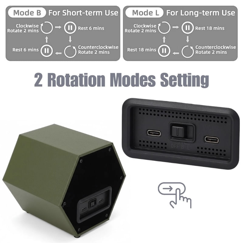 Fashion, accesorii si bijuterii - Barbati - Bijuterii barbati - Ceasuri barbati - Cutie intors ceas automat iUni, Watch Winder, Piele ecologica, Kaki - Infinity.ro