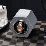 Fashion, accesorii si bijuterii - Barbati - Bijuterii barbati - Ceasuri barbati - Cutie intors ceas automat iUni, Watch Winder, Piele ecologica, Gri - Infinity.ro